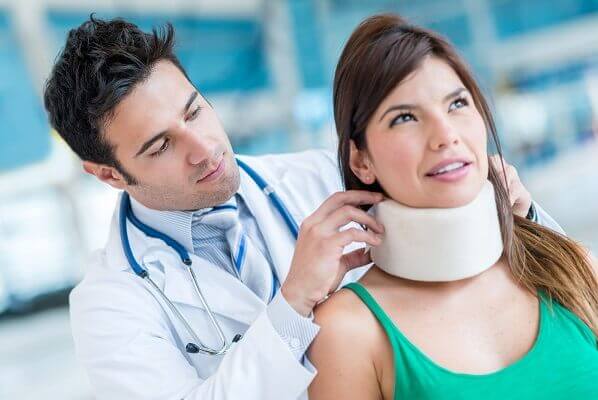 putting on a neck brace