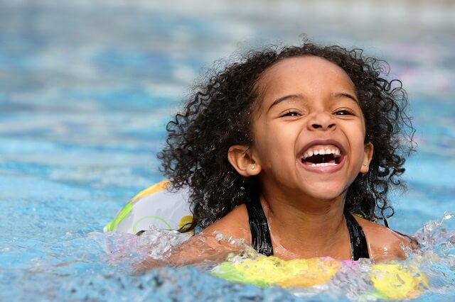 little girl in pool